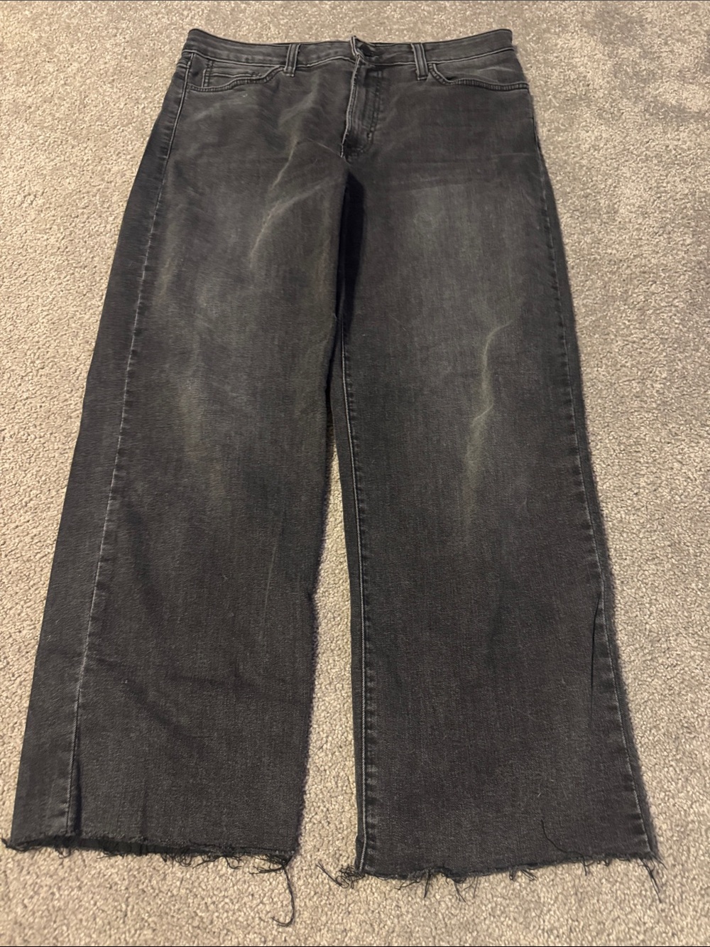 Just Black Wide Leg Black Frayed Hem Jeans